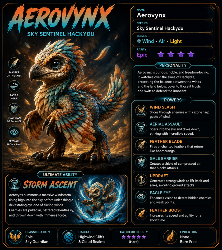 Aerovynx, the Epic Sky Sentinel Hackydu