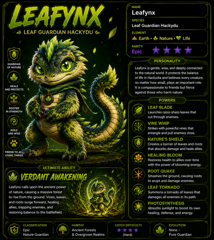 Leafynx, the Epic Leaf Guardian Hackydu