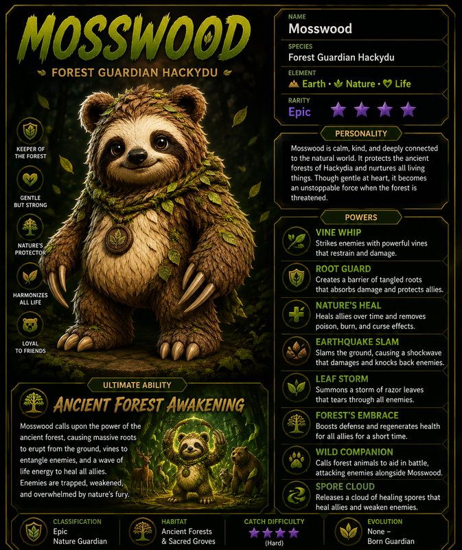 Mosswood, the Epic Forest Guardian Hackydu